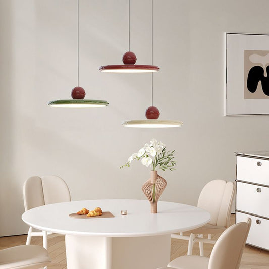 Nordic LED Pendant Light Cream Wind Flying Saucer Lamps For Living Room Bedroom Interior Illumination