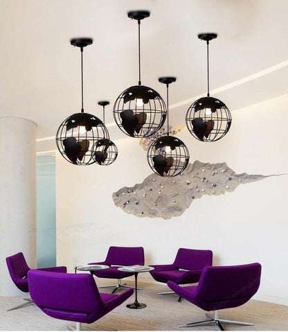 Modern Globe Pendant Lights Black/White Pendant Lamps for Bar/Restaurant Hollow Ball Ceiling Fixtures Pendant Light Globes