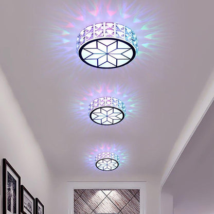 Modern Metal Crystal Ceiling Lamp For Hallway Dinning Room 6W/12W Glass Lampshade Round Aisle Lighting