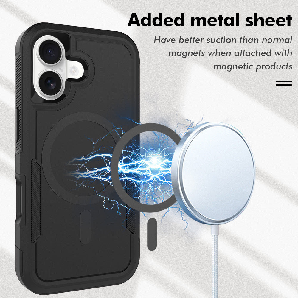 Premium 2IN1 Heavy Armor Magnetic Charging Case for IPhone 17 Air 16 15 Pro Max Shockproof PC Matte Protect Cover