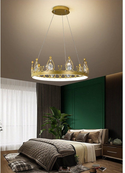 Chandelier Crown Luxury Living Room Bedroom Crystal Lamp