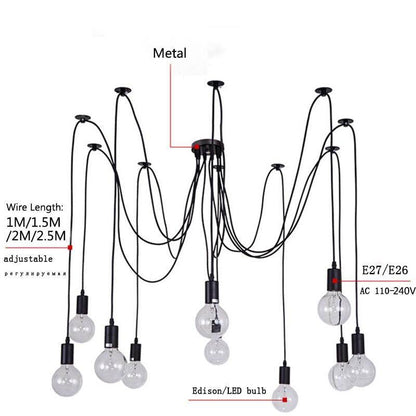 Modern Big Spider Industrial Black Vintage Pendant Lamp Loft Led 14 Heads E27 Hanging Lights For Living Room Restaurants Kitchen