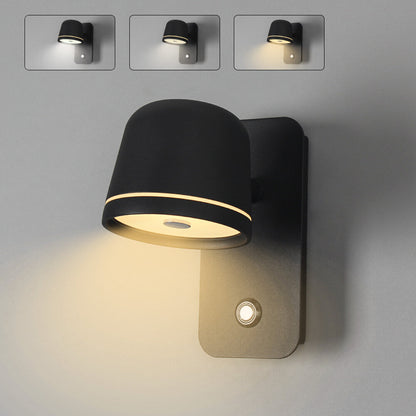 LED Dimmable Wall Lamp with On/Off Switch Adjust Brightness and 3-CCT Rotation Wall Sconce for Bedside Living Room