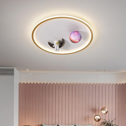 New Creative Astronaut Ceiling Lamp Children's Room Cartoon Moon Planet Bedroom Study Round Nordic Lamps