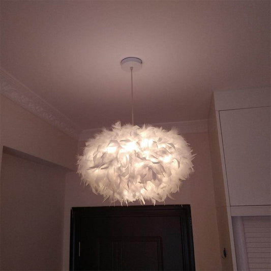 Lamp Living Room Simple Modern Bedroom Feather Pendant Lamp Creative Nordic postmodern Partial Ball Romantic Led Pendant Lights