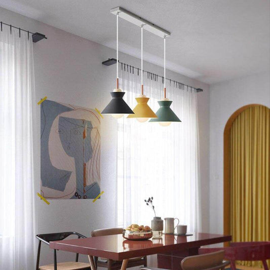 Nordic simple modern bedroom personality bar creative wrought iron color dining restaurant chandelier solid wood lamp