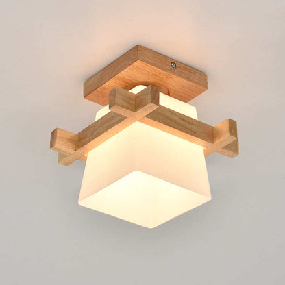 Solid Wood Aisle Lamp Simple Wood Art Restaurant Corridor Porch Wooden Ceiling Lamp