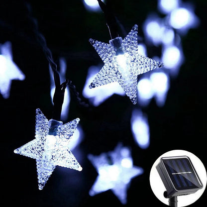 LED Solar Star String Lights Outdoor Waterproof Solar Powered Fairy Lights for Patio Garden Yard Porch Christmas Wedding Decor