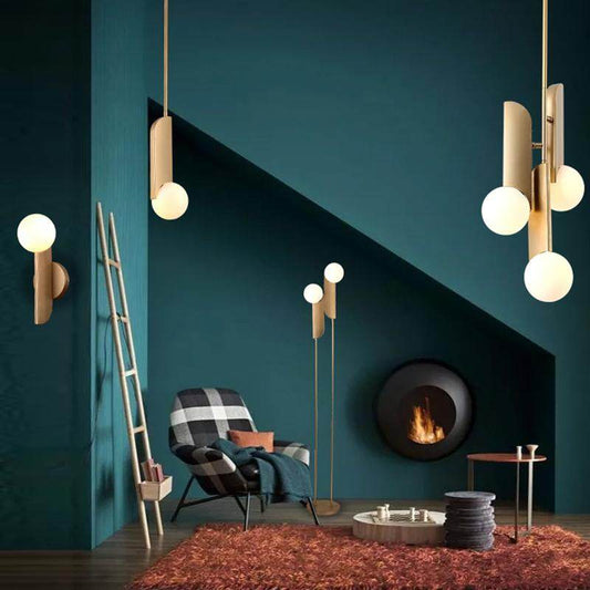 Modern Gold Pendant Light Bedroom White Glass Hanging Led Lamp Kitchen Minimalist Fixtures Dining Room Pendant Lamp Bathroom