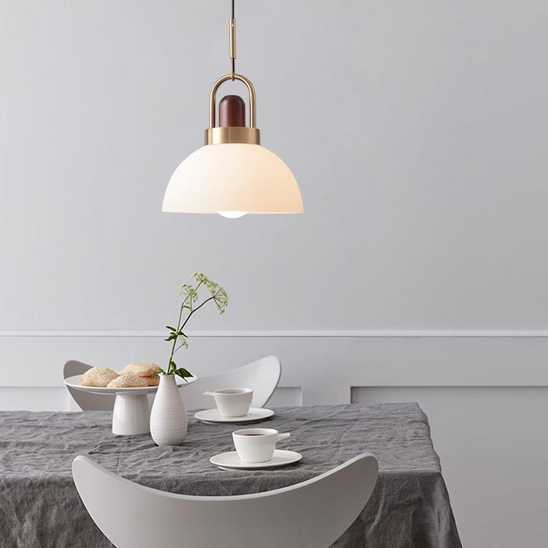 Solid Wood Chandelier Nordic Retro Minimalist Restaurant Shop Bar Bedroom Bedside Balcony Ball Glass Cover