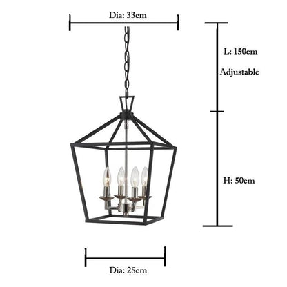 American Retro Iron Industry Wind Four-headed Chandeliers