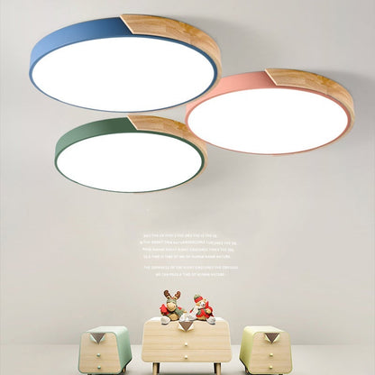 LED Ceiling Lights Ultra Thin Modern Ceiling Lamp Nordic Dimmable Wood Livingroom Bedroom Round Light Fixture Surface Mounted