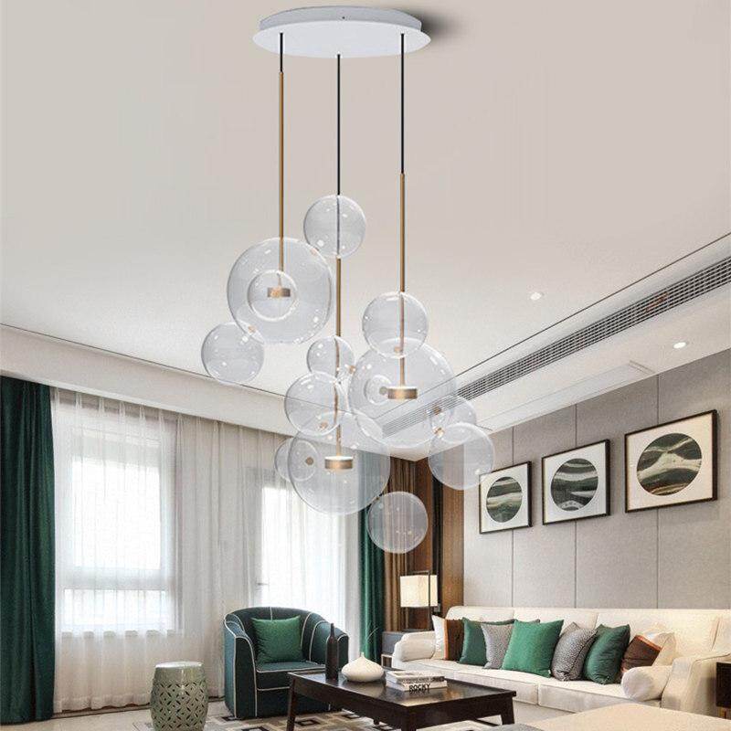 Modern Creative Clear Glass Bubble Ball Led Pendant Lamp for dining room living room bar LED Glass Hang Lamp