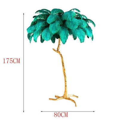 Nordic Luxury Ostrich Feather LED Floor Lamp Copper Brass/Resin Floor Light Art Deco Floor Lamps for Living Room Standing Light