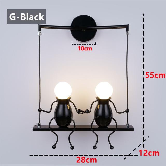 Modern Cartoon Doll Wall Light Fixtures LED Creative Mounted Iron  Bedside Sconce Lamp for Kids Baby Room Living Room ZBD0008