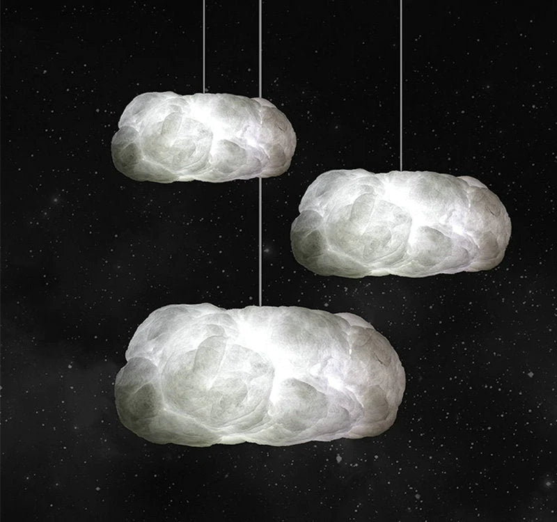 Creative White Cloud Pendant Lamp Silk Cotton E27 LED Stairwell Pendant Lights For Coffee Shop Children Kids