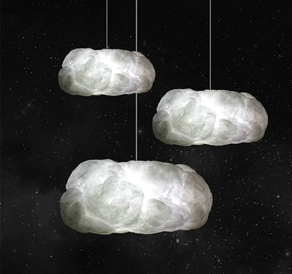 Creative White Cloud Pendant Lamp Silk Cotton E27 LED Stairwell Pendant Lights For Coffee Shop Children Kids