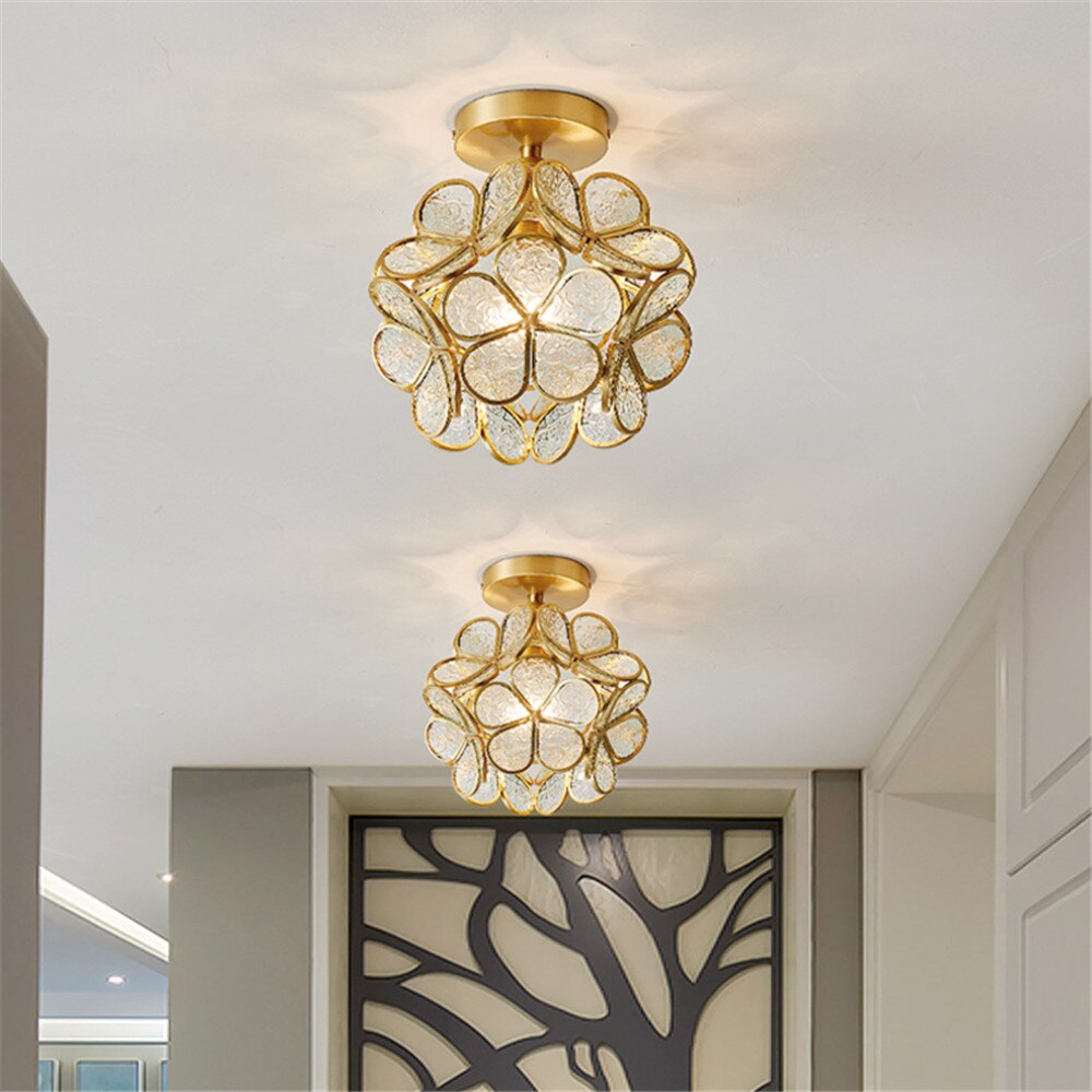 Europe Colorful Flower Glass Ceiling Lamp E26/27 LED Indoor Lamp Modern Restaurant Dining Room Bar Cafe Shop Lighting Fixture