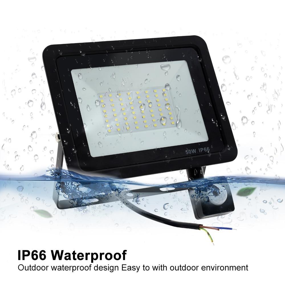 LED FloodLight PIR Motion Sensor Reflector LED Flood Light Waterproof IP66 Spotlight Wall Outdoor Lighting White Warm White