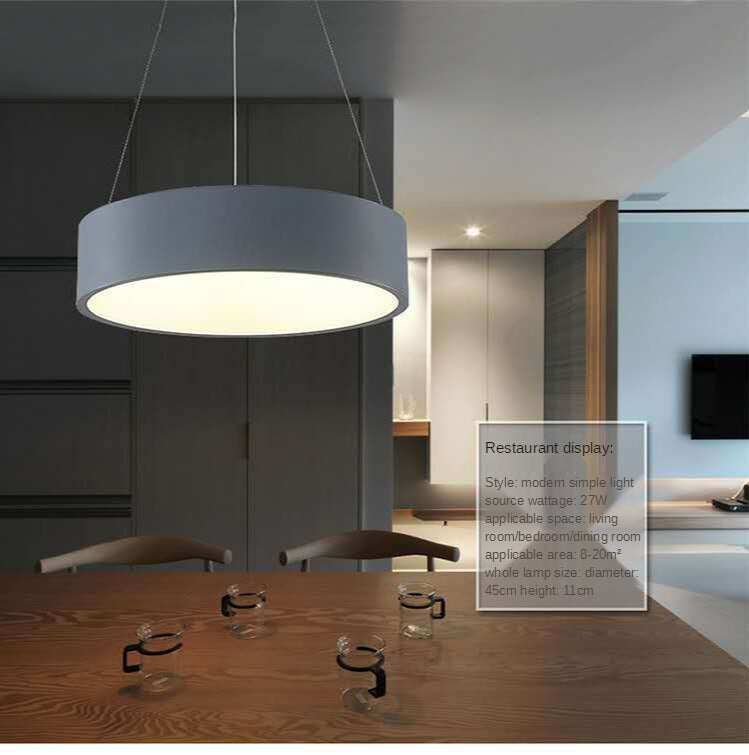 Gray Circle LED Pendant Lights Modern For Dining Room Restaurant Decoration Hanging Lamp Living Bedroom Fixtures Luminaria
