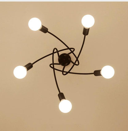 Hot Vintage Industrial Loft Chandelier Ceiling Lamp With 5 Lights (Black) Bulbs Not Included