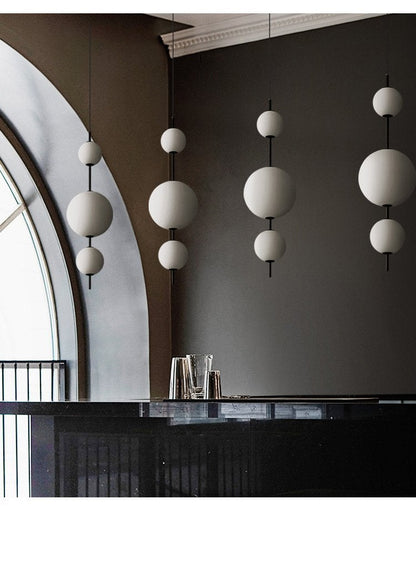 Nordic Simple Modern Restaurant Lamps Personalized Creative Glass LED Large and Small Ball Chandelier