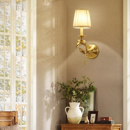 Simple European Style Flower Copper Wall Lamp