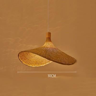Bamboo Chandelier Rattan Straw Hat Lamp Stair Bamboo Lamp