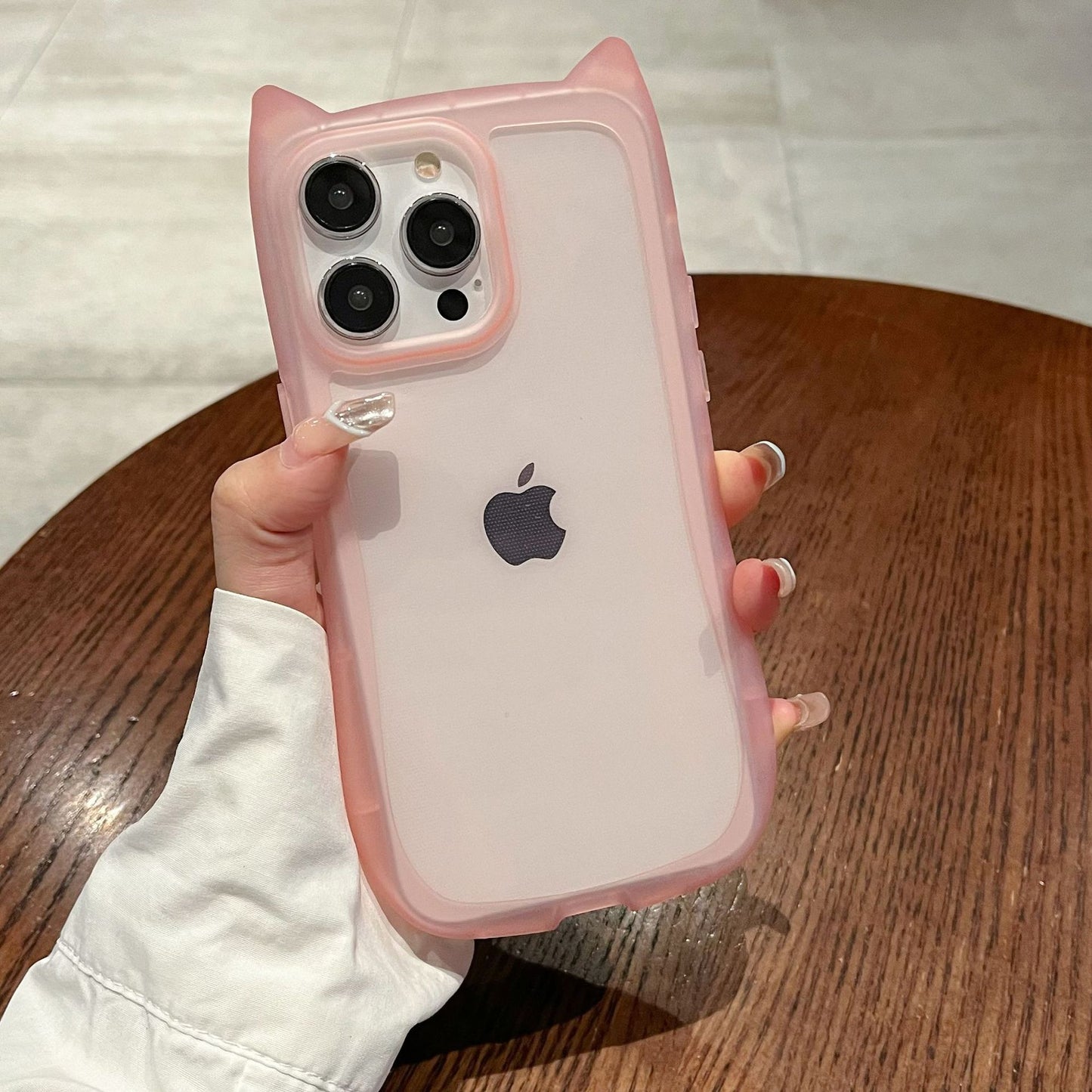 Cute Cartoon 3D Cat Ear Phone Case For iPhone 16 Plus 15 14 13 12 11 Pro Max Animal Design Matte Soft Silicone Protection Cover