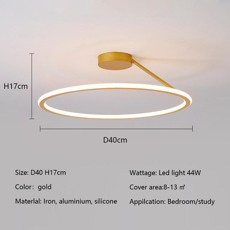 Modern Simple Circle Led Ceiling Chandelier Round Ring Aluminium Dimmable Bedroom Lamp Lighting
