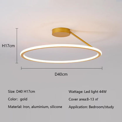 Modern Simple Circle Led Ceiling Chandelier Round Ring Aluminium Dimmable Bedroom Lamp Lighting