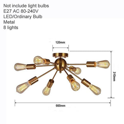Industrial Modern Minimalist Creative Design LED E27 Wrought Iron Plating Ceiling Lamp Lobby Store Living Room Hotel Cafe Bar