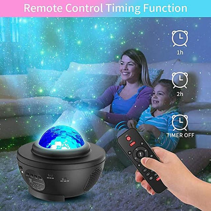LED Star Night Light Wave Sky Starry Galaxy Projector Blueteeth USB Voice Control Music Player 360 Rotation Night Lighting Lamp