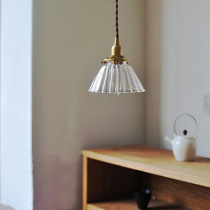 Chandelier Nordic Modern Simple Single Head Brass Teahouse Dining Room Living Room Vintage Pleated Lamps