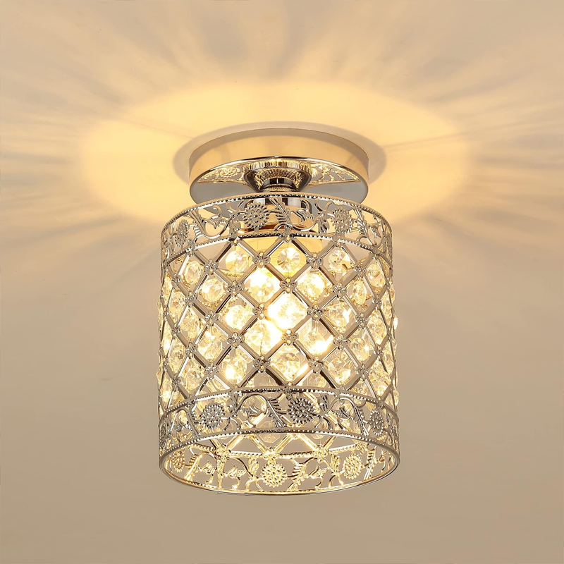 Modern Crystal Ceiling Lamp Silvery Ceiling Light E27 Max 60W Corridor Eliving Room Entry Door Bedroom Lamps Decorative Lights