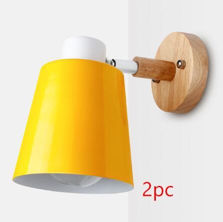 wooden wall lights bedside wall lamp wall sconce modern wall light for bedroom Nordic macaroon 6 color steering head E27