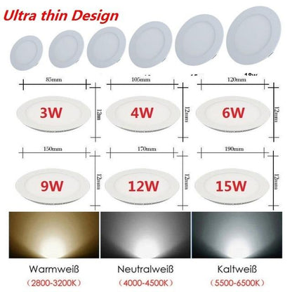 Ultra thin LED Panel Light Recessed LED Ceiling Light Spot Down Light with driver Warm White/Natural White/Cold White