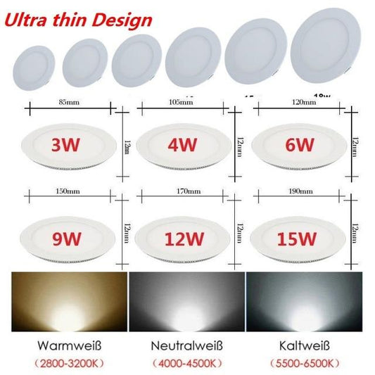 Ultra thin LED Panel Light Recessed LED Ceiling Light Spot Down Light with driver Warm White/Natural White/Cold White