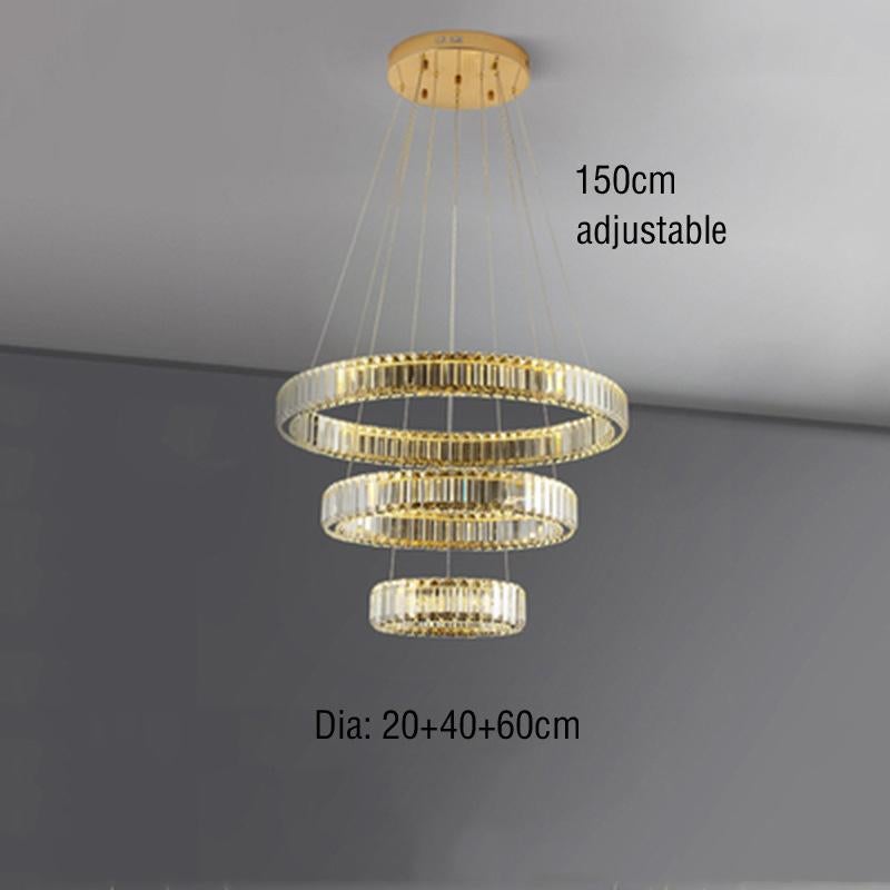 Stair Crystal Long Chandelier Rotating Ring Led Duplex Large Chandelier
