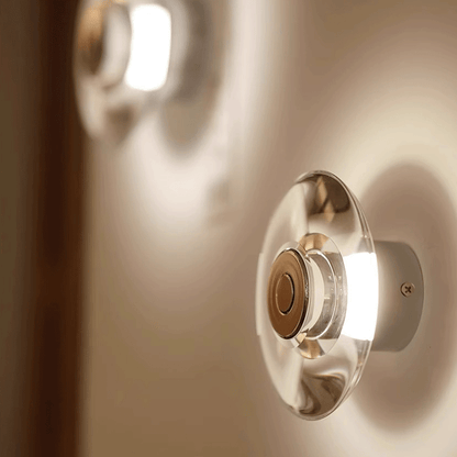 Modern Round Crystal Bedside Lamp Bedroom Living Room LED Sconce Minimalist Art Circular Corridor Mirror Wall Lights