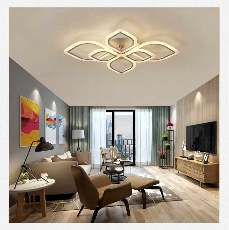 LED Ceiling Light Lustre For Living Room Kitchen Bedroom Dining Room Ring Chandelier Light Fixture Remote Control APP Dec