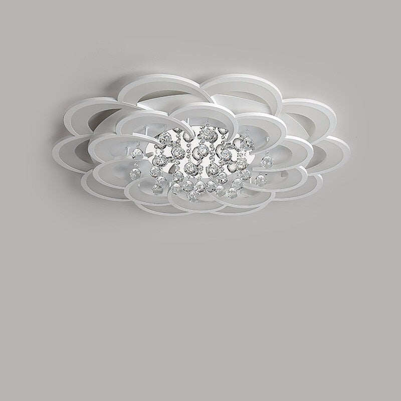 White Modern LED Ceiling Lights Fixture With Remote For Living Dining Room Home Bedroom Plafon Lamp Crystal Lighting Lustre