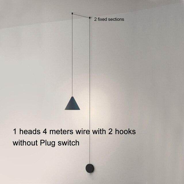 Modern Pendant Lamp Light Black Metal Long Wire Simple Shape Kitchen Bar Hanging Lamp Bedside Suspension Lighting Creative Lamp