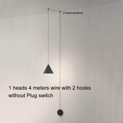Modern Pendant Lamp Light Black Metal Long Wire Simple Shape Kitchen Bar Hanging Lamp Bedside Suspension Lighting Creative Lamp