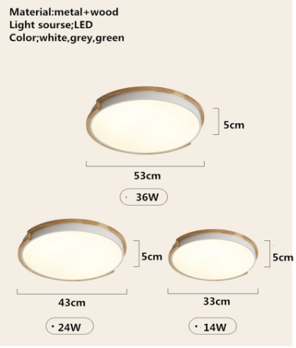 Modern Simple Ceiling Light LED Circular Lamp Iron Wood Nodic Bedroom Living Dining Room Decoration Light Fixture