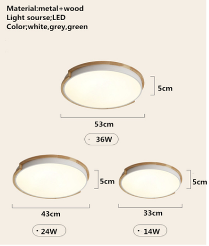 Modern Simple Ceiling Light LED Circular Lamp Iron Wood Nodic Bedroom Living Dining Room Decoration Light Fixture