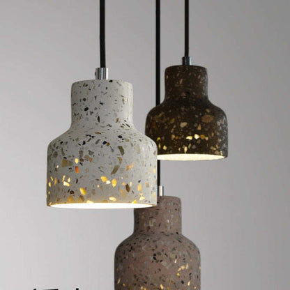 Semi-transparent Cement Chandelier Creative Personality Bedside Dining Room Terrazzo Color LED Bar Personality Chandelier