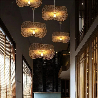 Modern Bamboo Pendant Lights Asian Style Handmade Hanglamp Lighting Kitchen Island Pendant Lamp Restaurant Chandeliers Luminaire