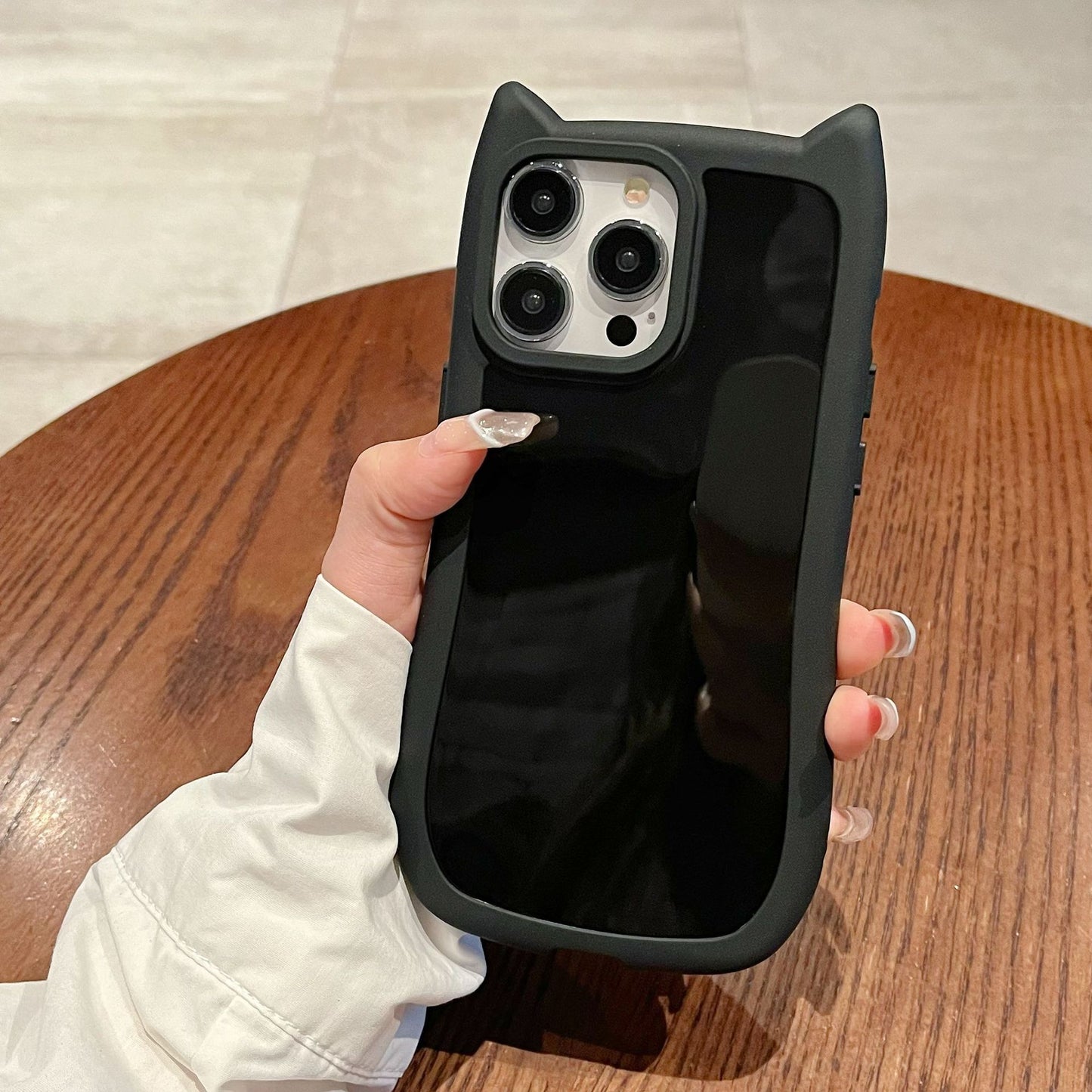 Cute Cartoon 3D Cat Ear Phone Case For iPhone 16 Plus 15 14 13 12 11 Pro Max Animal Design Matte Soft Silicone Protection Cover