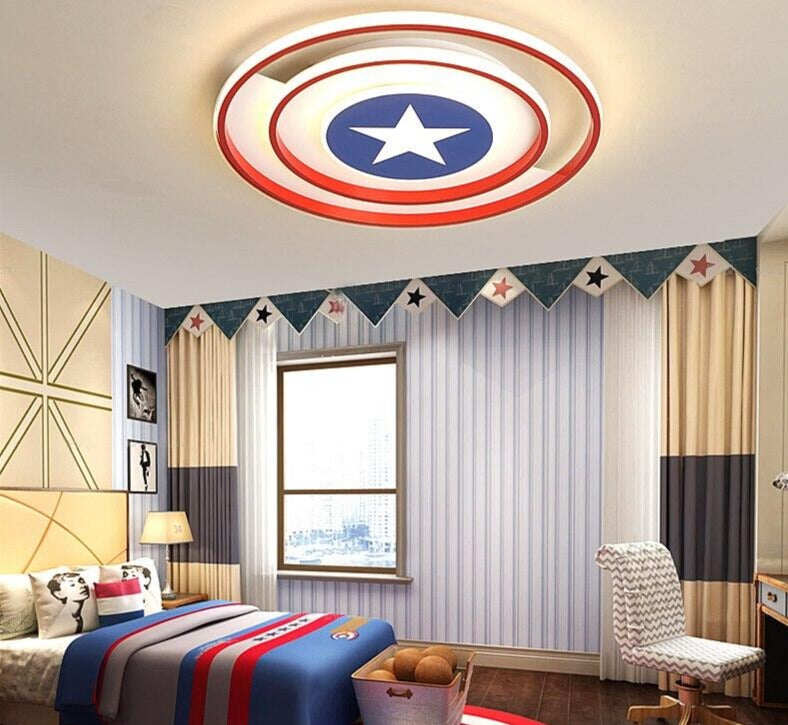 New Modern Red/Blue Stars Led Ceiling Lights Lamp For Child Bedroom Study Room Babyroom Remote Control Cartoon Designer Lamparas